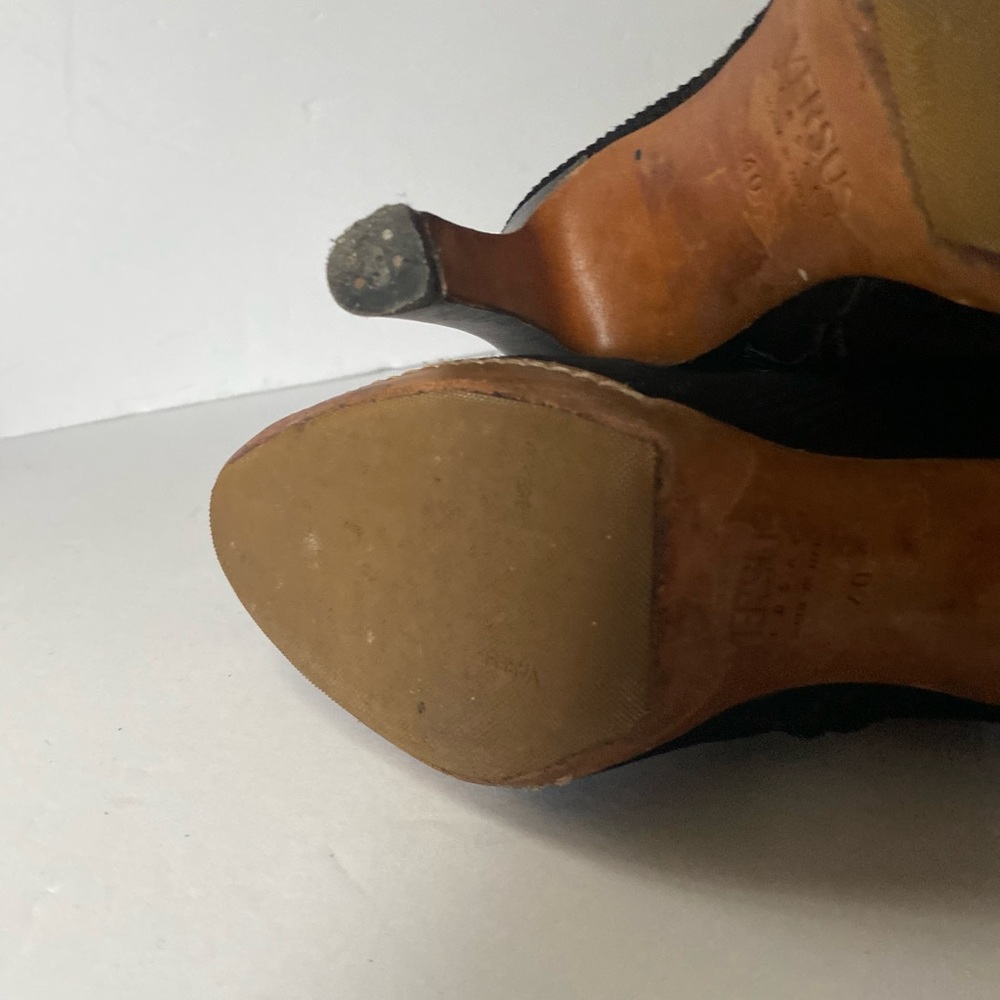 Vintage 90s Versus Versace Black Corduroy Mid-Calf Boots - Rare Archival Piece - Picture 8 of 15